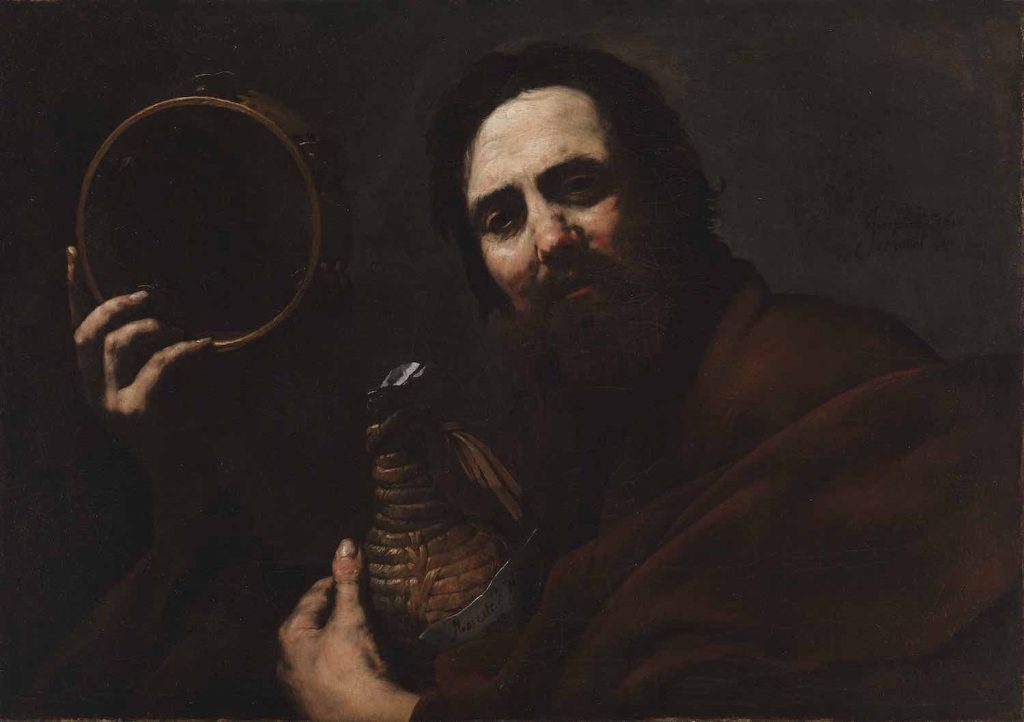 Jusepe de Ribera, Mies, viinipullo ja tamburiini