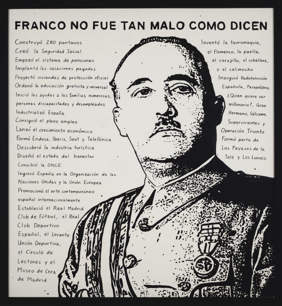 Riiko Sakkinen: Franco no fue tan malo como dicen, 2019, Akryl och tusch på papper, 151 x 165 cm. Foto: Teemu Källi