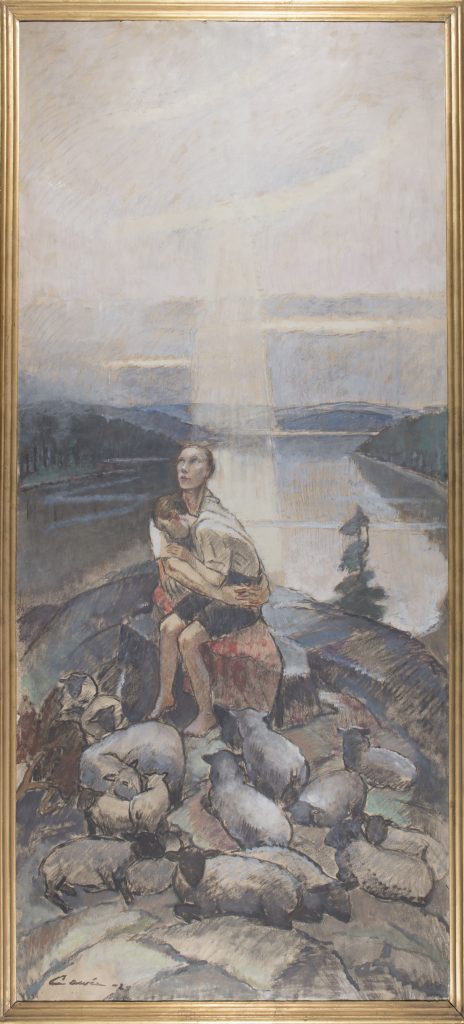 Alvar Cawénin maalaama luonnos Mäntän kirkon alttaritauluksi