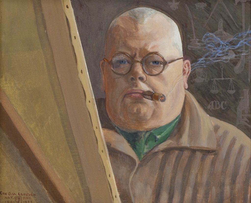 Eric O. W. Ehrström, Självporträtt 1933, gouache på papp, Gösta Serlachius konststiftelse. Foto: Tomi Aho