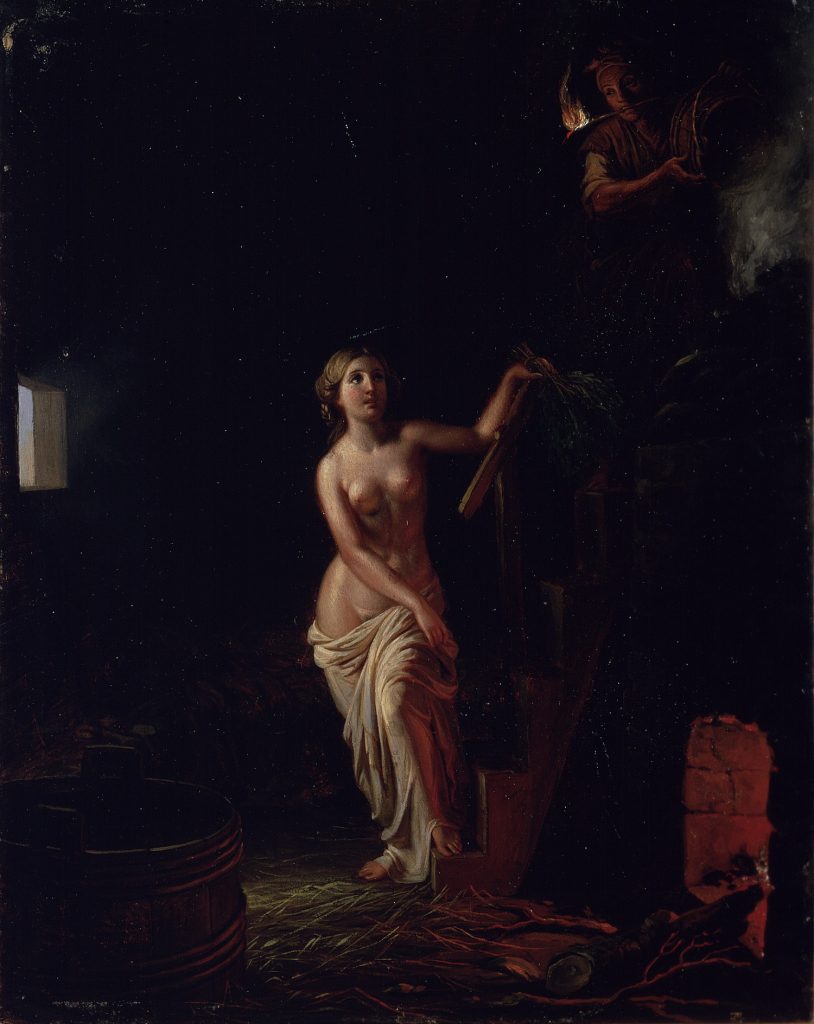 Robert Wilhelm Ekman, Bridal Sauna, before 1866, oil on panel. Gösta Serlachius Fine Arts Foundation