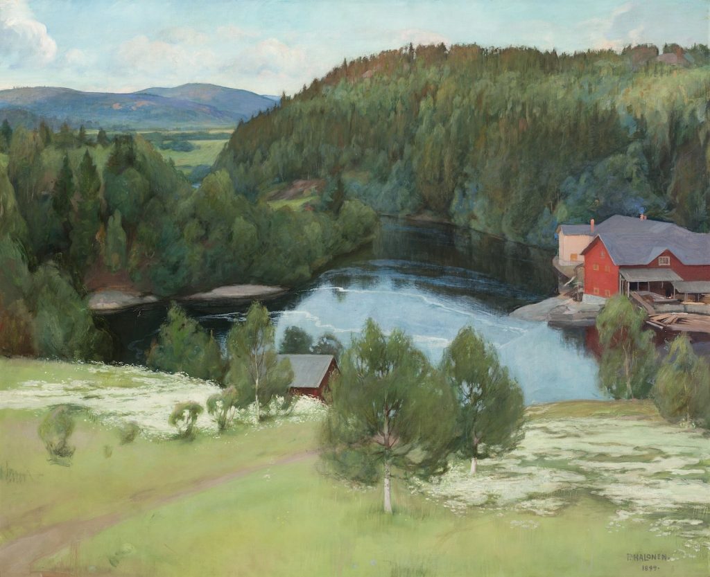 Pekka Halonen, Myllykylän saha, 1899, öljyväri kankaalle, Gösta Serlachiuksen taidesäätiö. Kuva: Vesa Aaltonen.