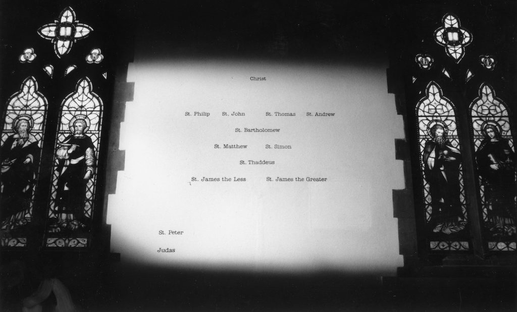 Simon Patterson, The Last Supper Arranged According t the Flat Back Four Formation (Jesus Christ in Goal), 1990.