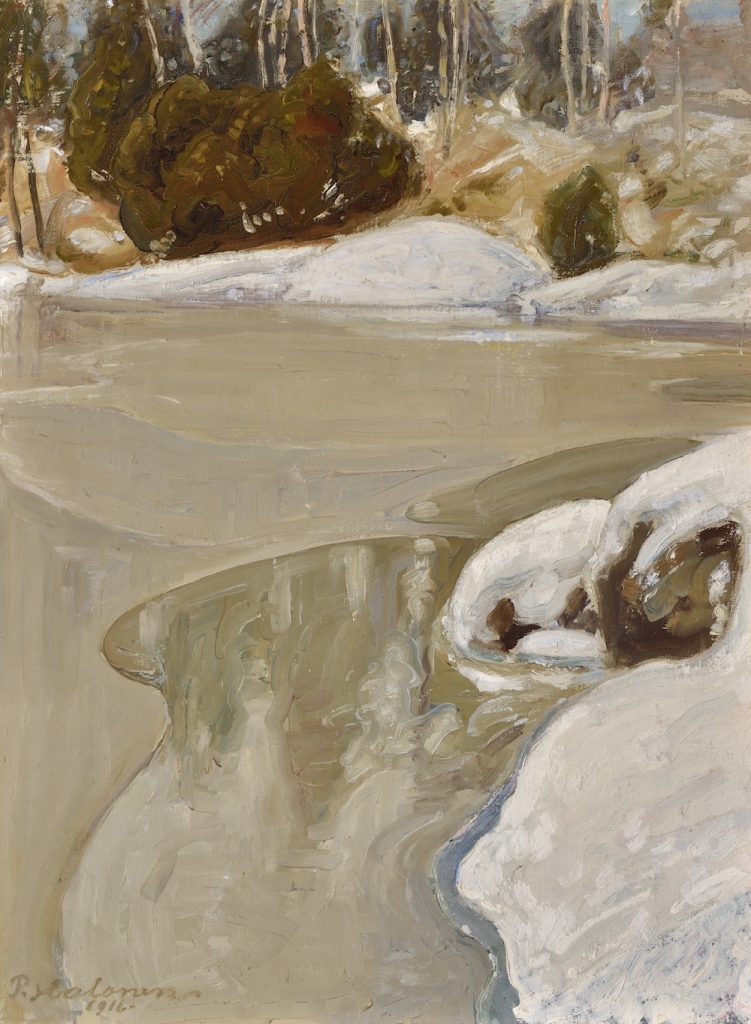 Pekka Halonen, Kevättulva, 1916, öljyväri kankaalle, Gösta Serlachiuksen taidesäätiö. Kuva: Hannu Miettinen