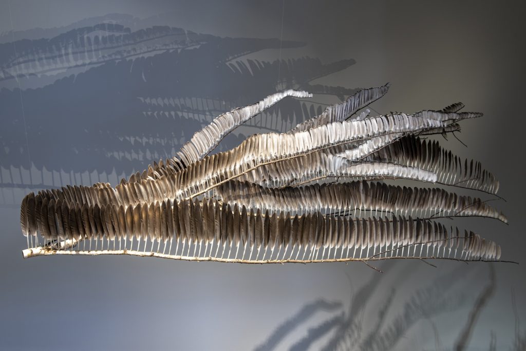 Janna Syvänoja, Island, 2018, goose feathers, birch. Courtesy the Artist. Photo: Serlachius Museums, Sampo Linkoneva