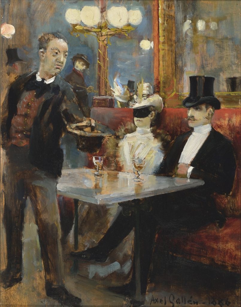 Akseli Gallen-Kallela, In a Café in Paris, 1886, oil on wood. Courtesy of the Gösta Serlachius Fine Arts Foundation. Photo: Hannu Miettinen