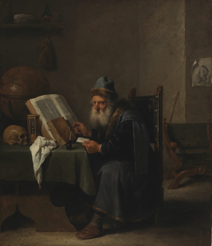 David Teniers nuorempi, Filosofi, 1637, öljyväri puulle, Gösta Serlachiuksen taidesäätiö. Kuva: Yehia Eweis, Kansallisgalleria