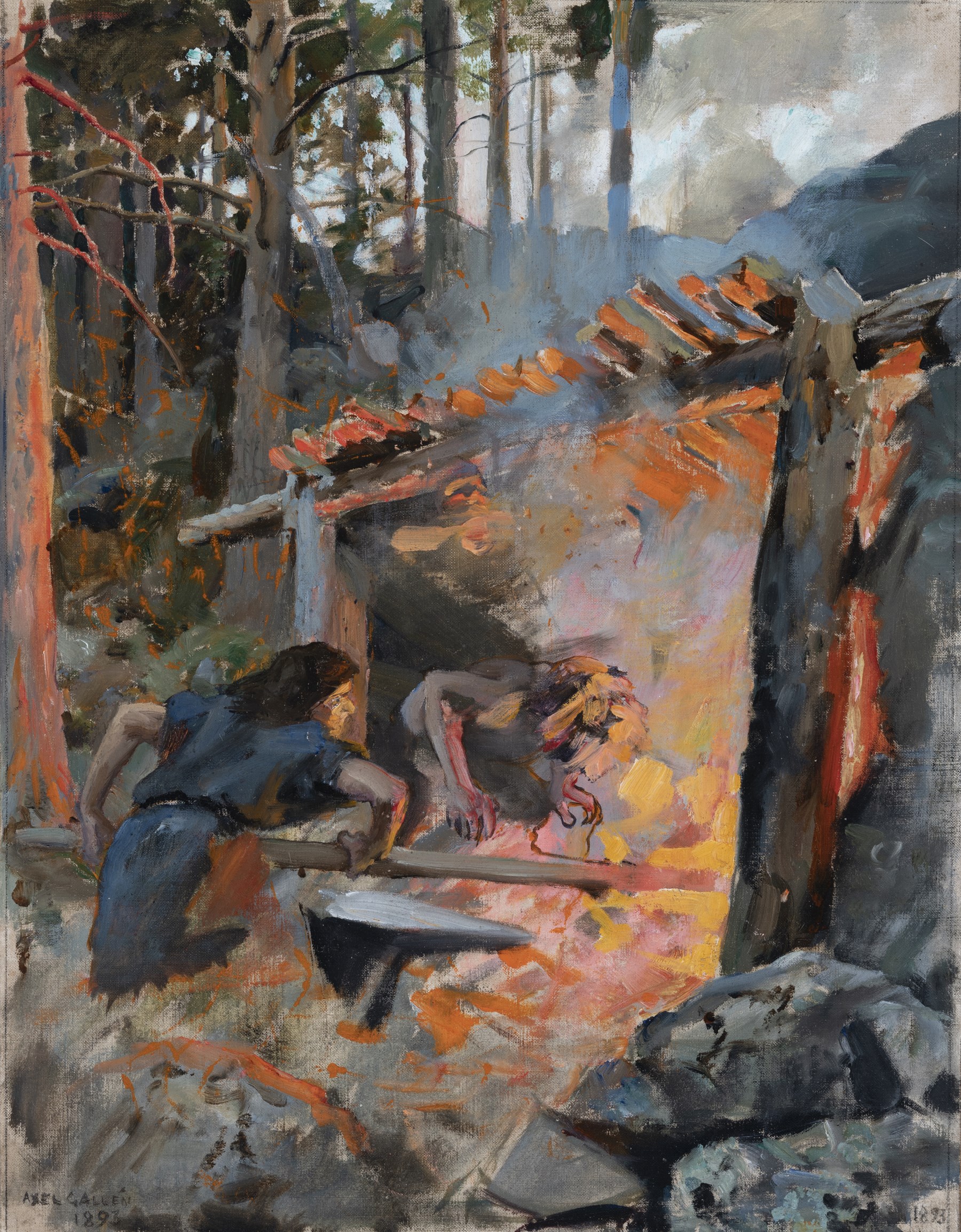 Luonnos Akseli Gallen-Kallelan maalaukseen Sammon taonta.