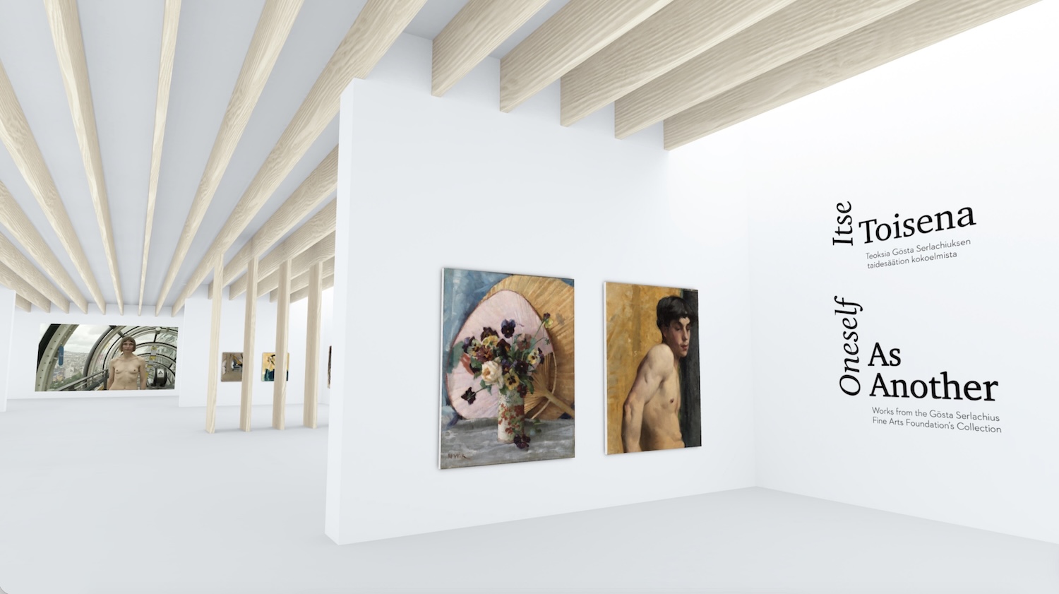 Näkymä virtuaaliseen näyttelytilaan