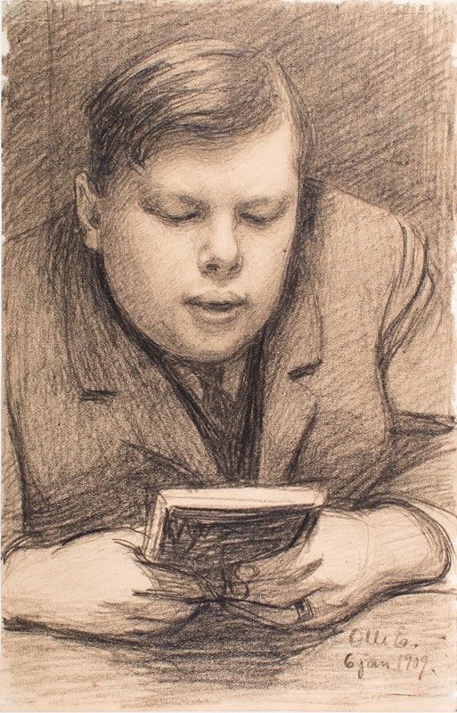 Eric O.W. Ehrströmin kuva vaimonsa Olgan piirtämänä.